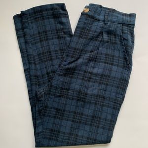 Plaid High-Waisted Pants